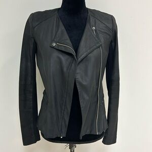 Veda Black Leather Jacket, Size P